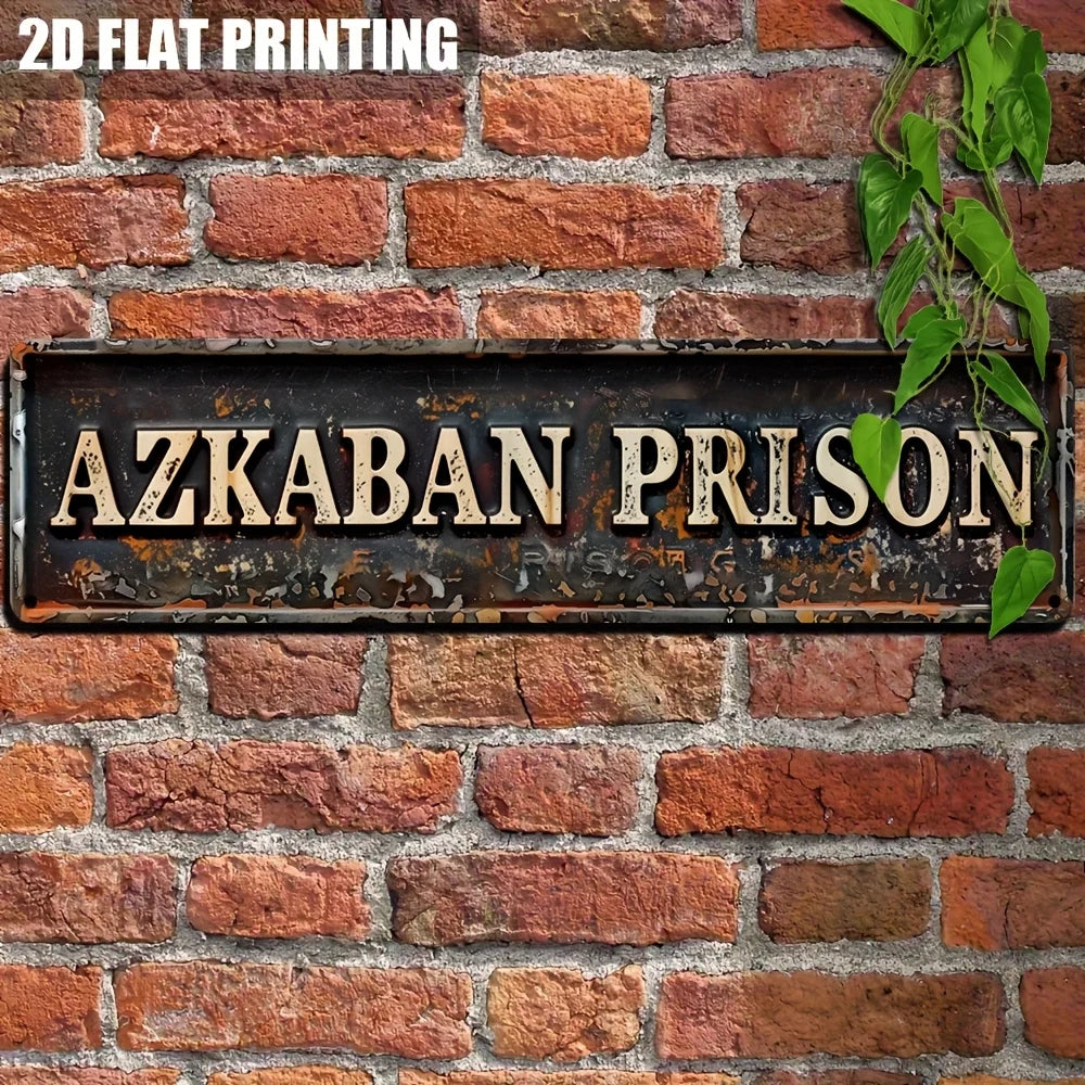 Letrero Vintage de Metal y Aluminio "PRISIÓN DE AZKABAN" - Letrero Decorativo de Pared para Casa, Granja, Dormitorio, Porche | Letrero Vintage Multiusos S