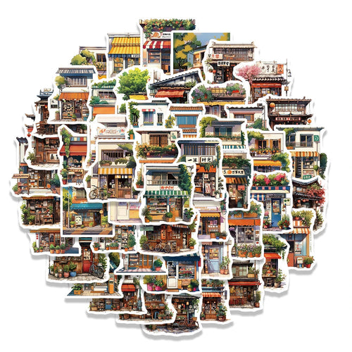 10/30/55pcs Japan Style Retro Beautiful Convenience Store Aesthetic Stickers Skateboard Laptop Suitcase Decoration Sticker Toys