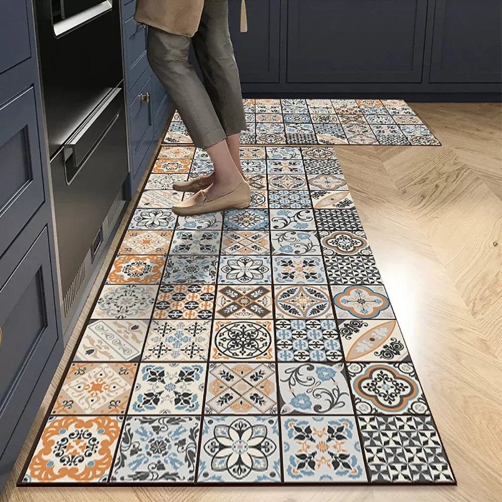 VIKAMA Tapis de sol de cuisine résistant à l'huile 1/2 pièces, tapis de salle de bain absorbant à séchage rapide, paillasson antidérapant pour la décoration intérieure