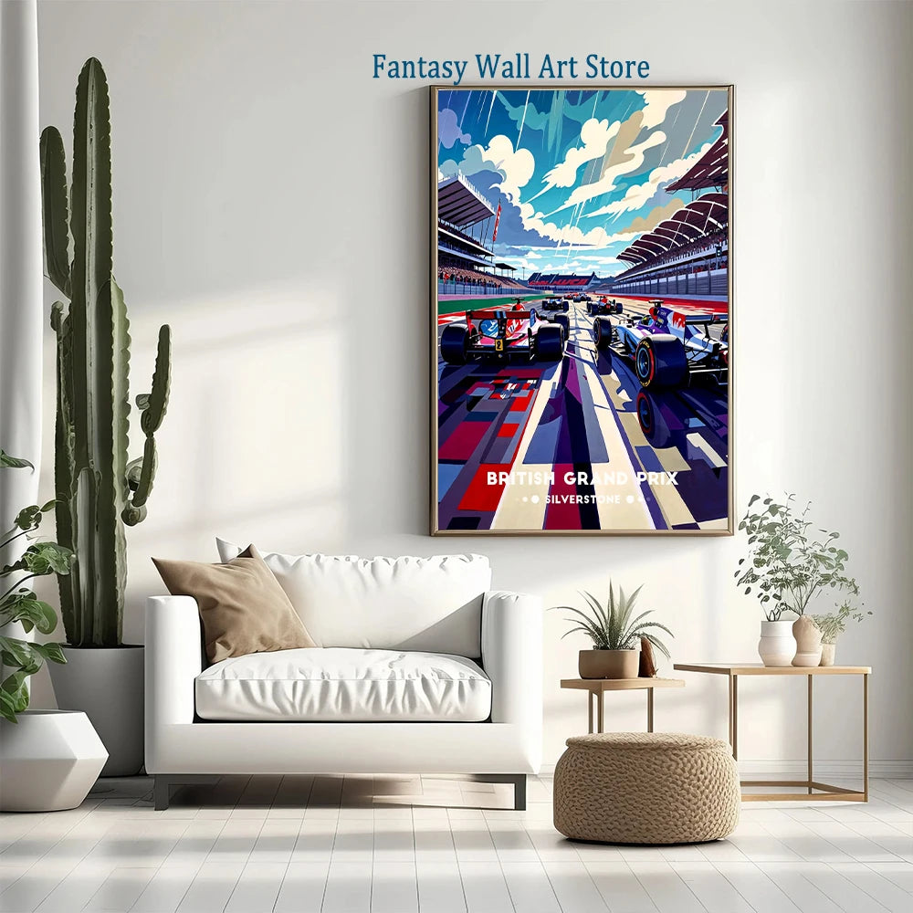 Póster icónico de Fórmula 1 Racing Grand Prix, coches F1, decoración estética de pared, aficionados a los coches de carreras, lienzo para pared de casa o habitación