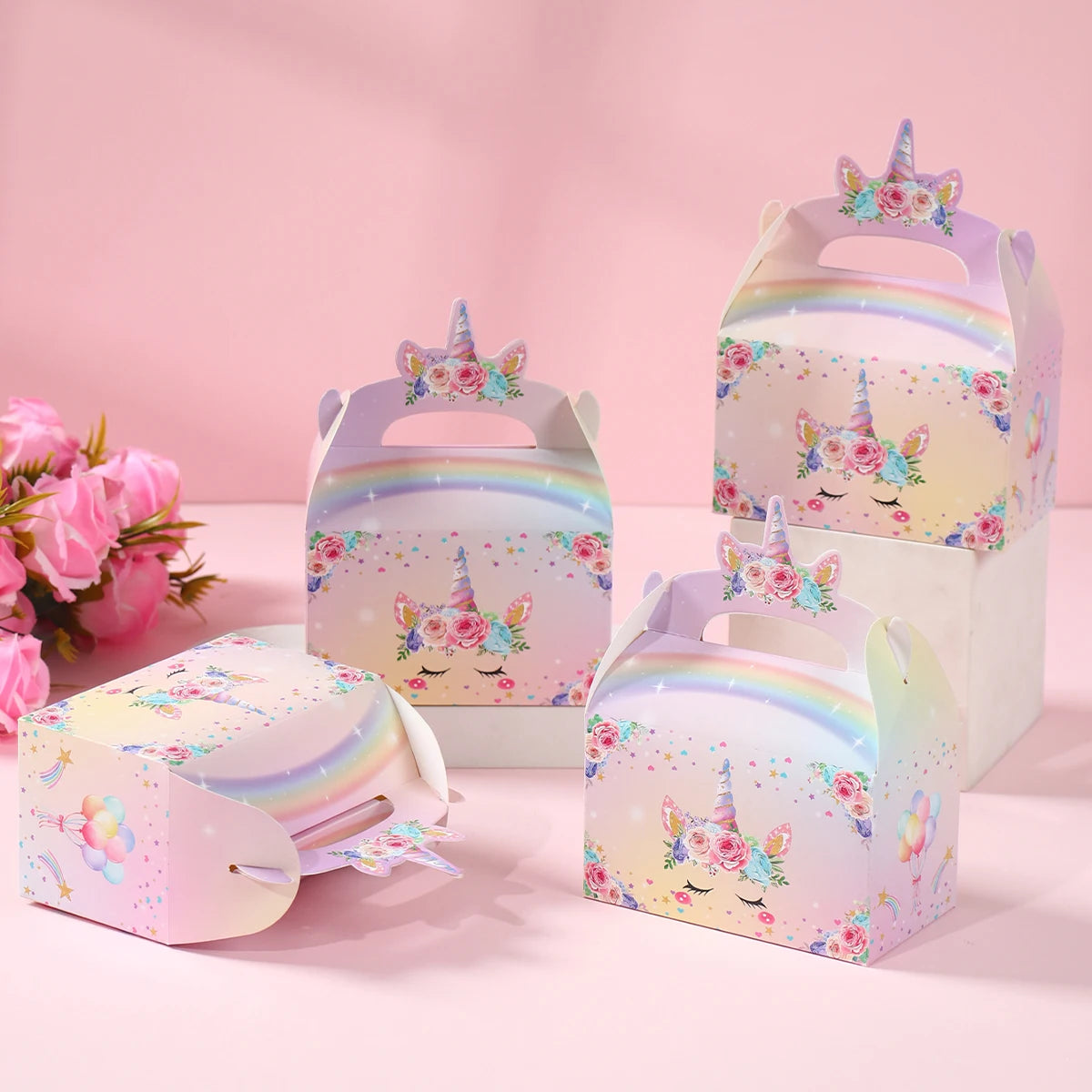 Cajas de regalo de unicornio, decoración de fiesta de cumpleaños, cajas de recuerdo de fiesta de unicornio para niños, suministros de decoración de fiesta de cumpleaños para baby shower