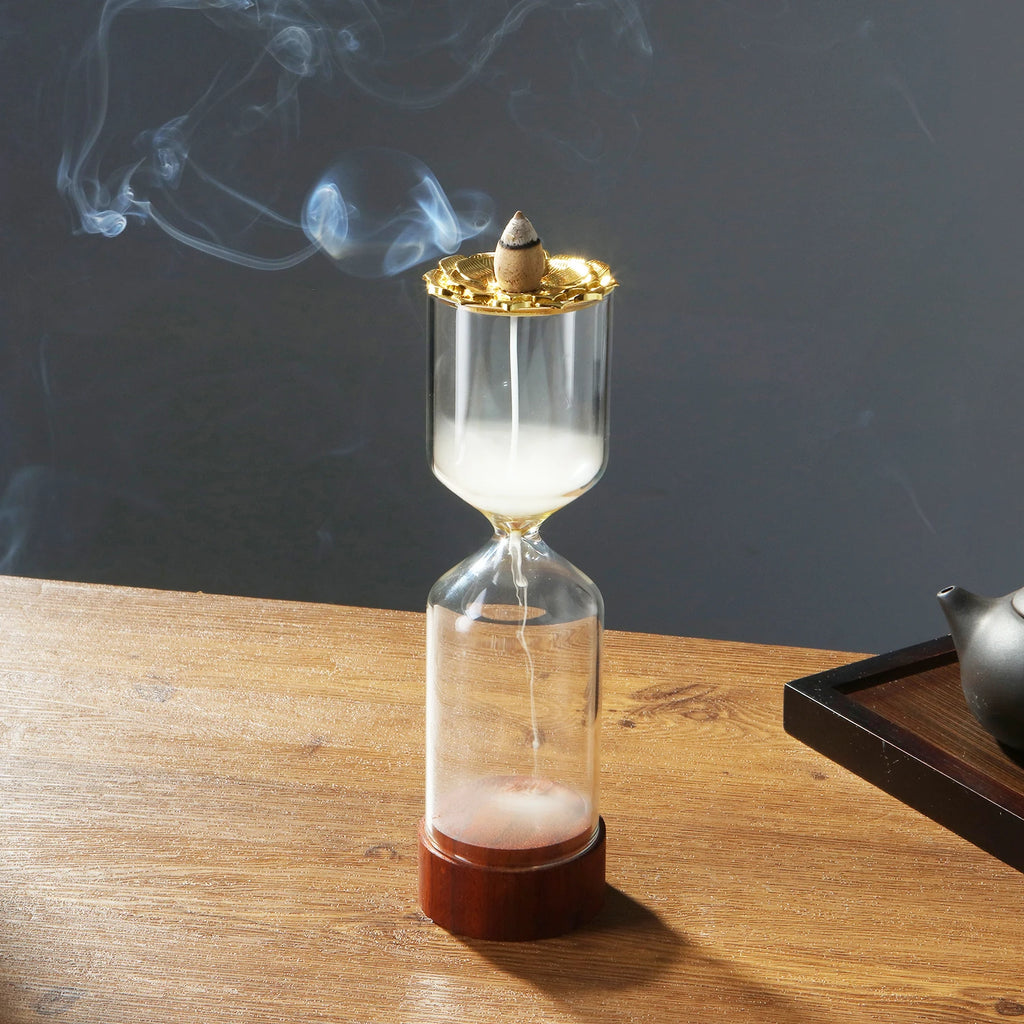 Bruleur d'encens à refoulement cascade en forme de sablier pour cônes d'encens, ornement d'aromathérapie pour la méditation, le yoga, le spa