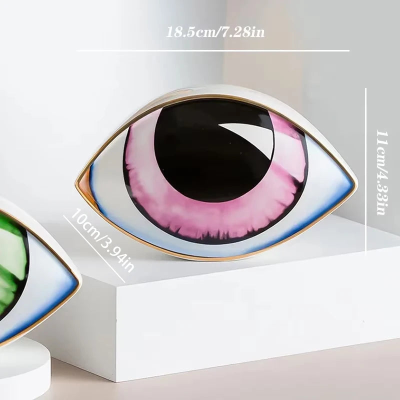 Decoración nórdica de cerámica con diseño de ojo de diablo, escultura abstracta de ojo, estatuas para sala de estudio, regalo de decoración abstracta