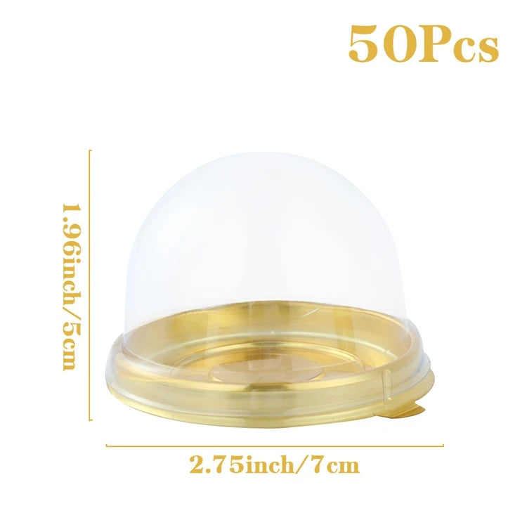 50 cajas transparentes para tartas, recipientes transparentes para magdalenas, cúpulas para repostería, cajas de embalaje, suministros para fiestas de boda, regalos, decoración