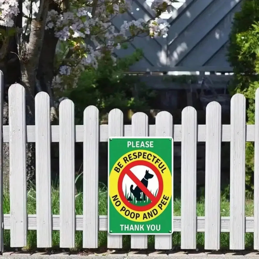 Panneau en métal pour chien « Pas de caca ni de pipi », panneau d'avertissement extérieur pour clôture de jardin, décoration murale