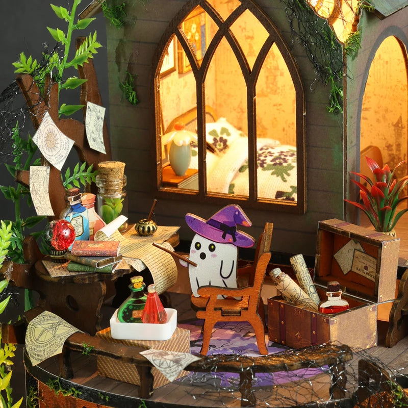 Villa Manoir Magique DIY - Kit de Maison Puzzle 3D en Bois, Cadeau Créatif d'Halloween et Décoration d'Intérieur à Collectionner