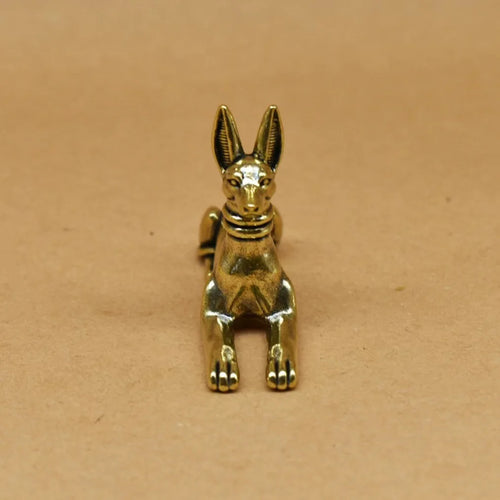 1pc Vintage Brass Egyptian Pharaoh Hound Statue - Exquisite Decorative Art Piece for Home, Office, or Cafe, Ideal for Bookshelve