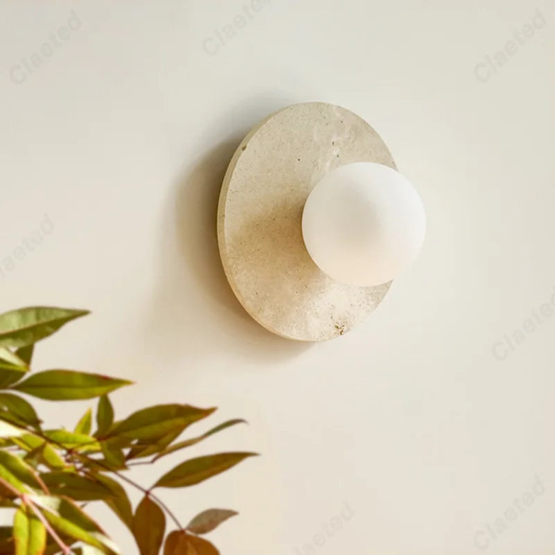Nouvelle applique murale ronde en pierre de grotte jaune LED, luminaire décoratif pour salon, couloir, porche, chambre à coucher, chevet.