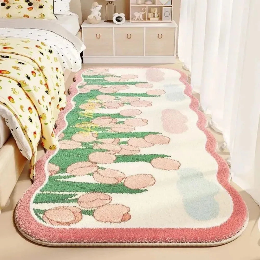 Tapis VIKAMA en fausse laine cachemire, épais, absorbant, résistant aux taches, antidérapant pour le chevet et la maison