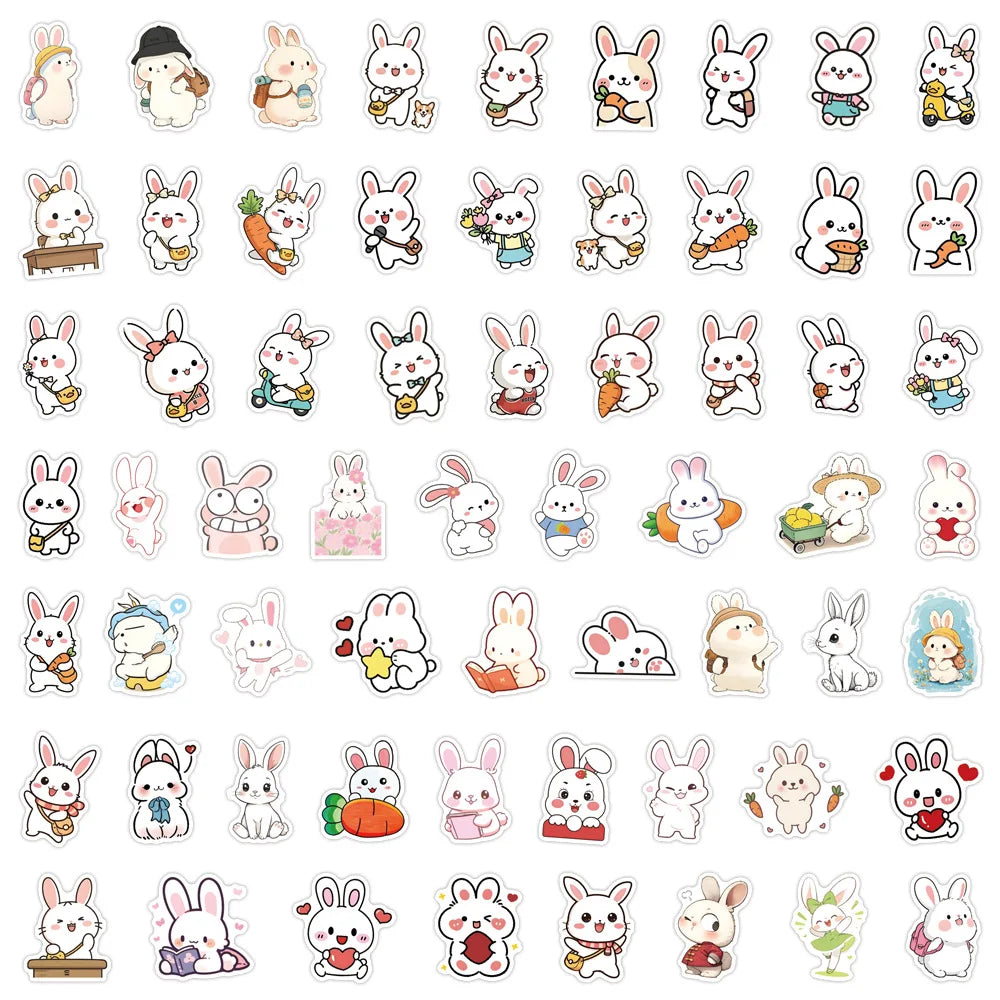 60/120 PCS Autocollants Mignons Série Animaux Lapin Graffiti Bagages Tasse à Eau Scooter