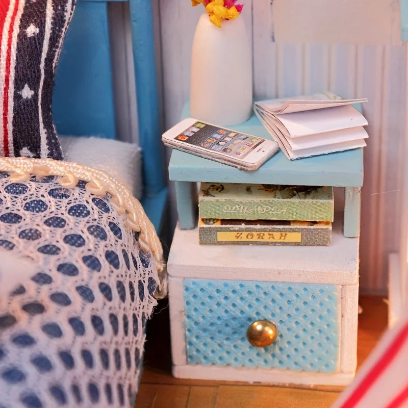 1 unidad, casa de muñecas de madera DIY, kit de modelo de montaje, rompecabezas 3D, regalos de cumpleaños y Navidad para adolescentes y adultos, micro modelo de decoración del hogar