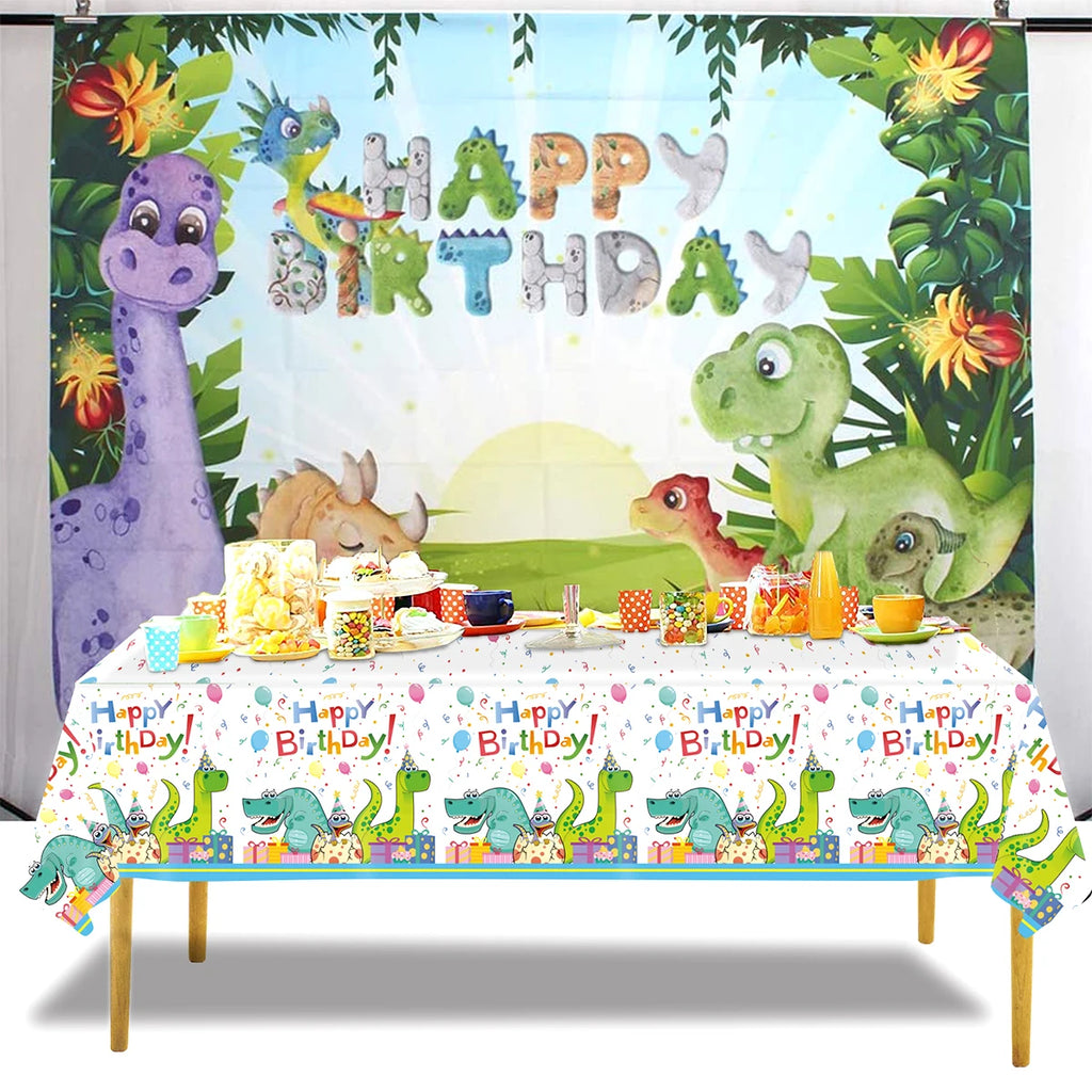 Mantel desechable de cumpleaños de dinosaurio, decoración de fiesta de cumpleaños para niños, baby shower, selva, dinosaurio, suministros para cubierta de mesa de fiesta