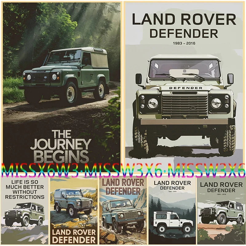 Affiche Land Rover Defender 90 tout-terrain - Affiche rétro classique automobile - Impressions sur toile - Impression esthétique de véhicule tout-terrain classique