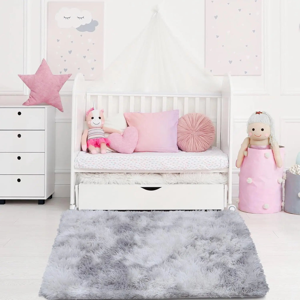VIKAMA Alfombra de peluche teñida anudada 40x60cm Manta de área suave para el hogar Dormitorio de niñas Manta de cama Habitación infantil Decoración Antideslizante Alfombrilla de piso