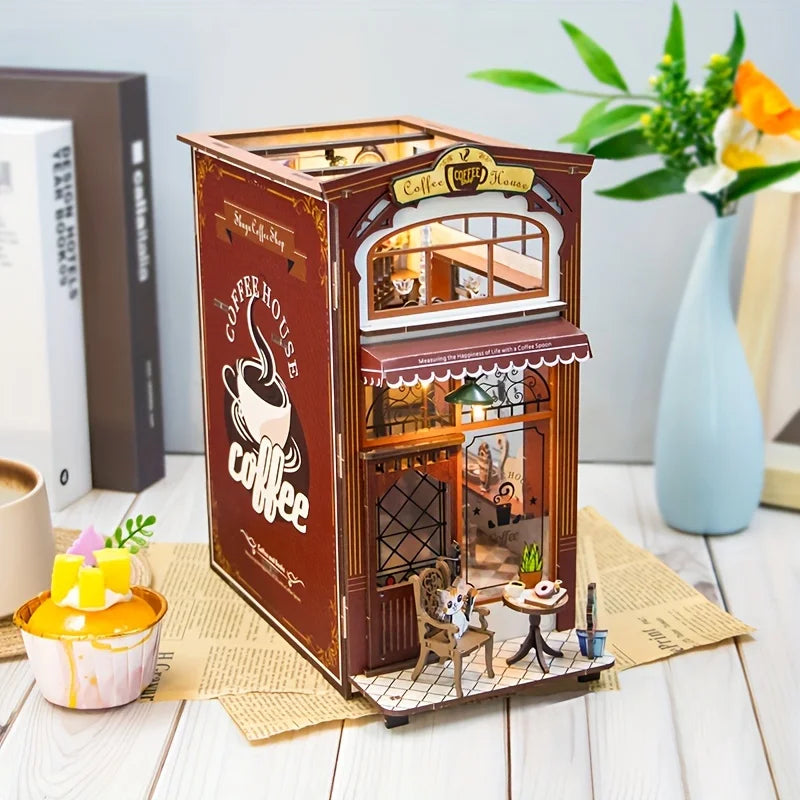 1 pièce, Kit de fabrication de coin de livre, Kit de modèle à assembler, Décoration d'étagère, Micro modèle de décoration intérieure, Le cadeau parfait pour les adolescents et les adultes