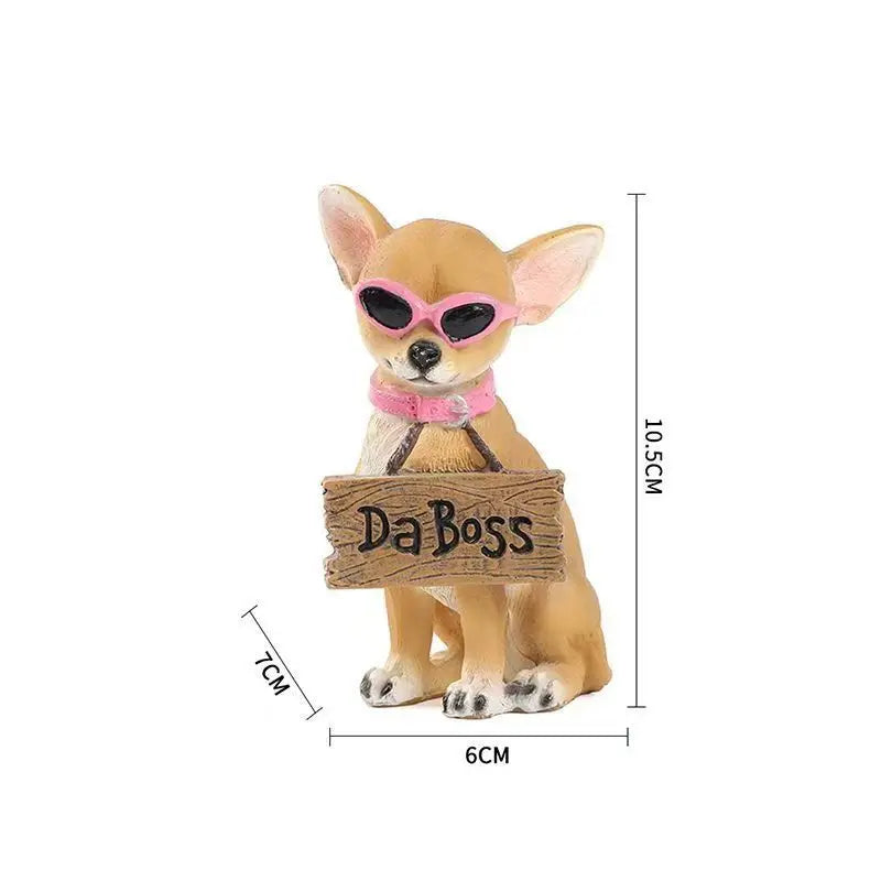 Figura de perro chihuahua de 10,5 cm, pintada a mano, realista, bonita, escultura de animal de resina, decoración para el hogar, escritorio, estante, regalo para amantes de las mascotas
