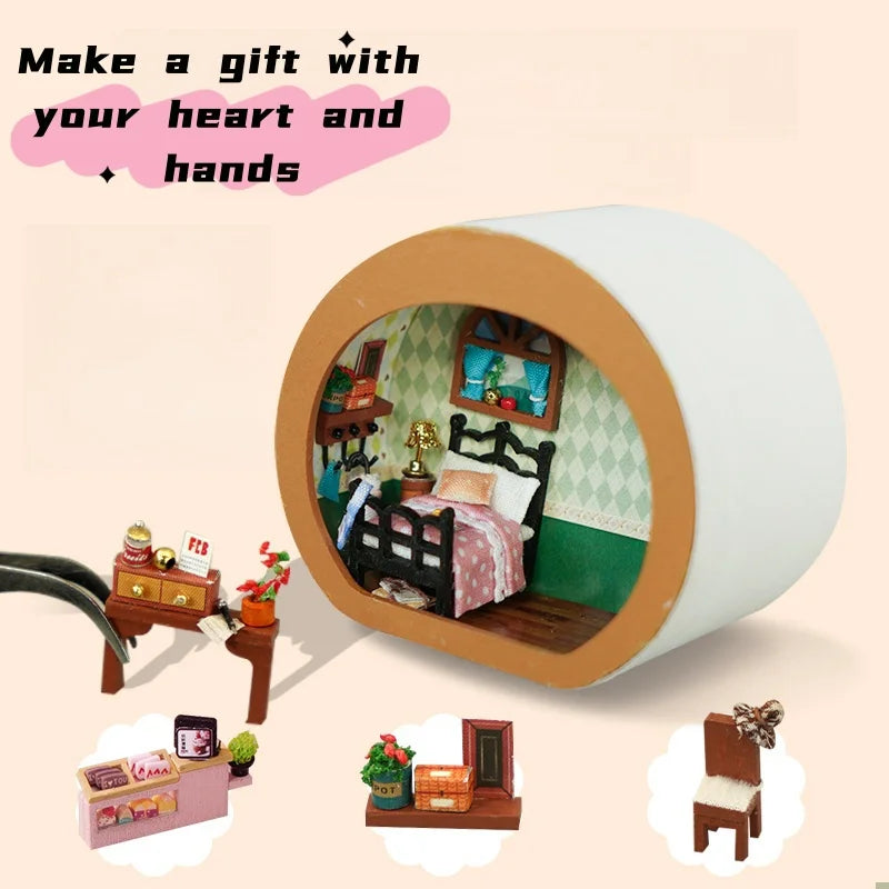 1 pièce, Maison de poupée en bois à assembler soi-même, Kit de maquette à monter, Puzzle 3D, Cadeaux d'anniversaire pour adolescents et adultes, Micro-modèle de décoration intérieure