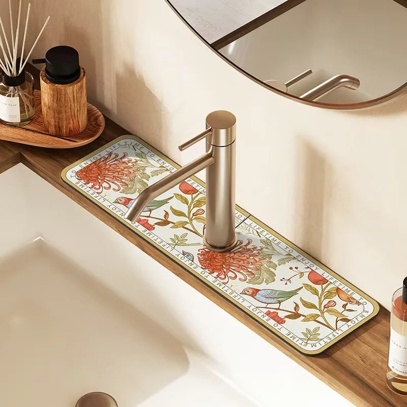 VIKAMA Grifo de cocina con diseño de dibujos animados, súper absorbente, para cafetera, escurridor, alfombrilla de secado rápido para baño