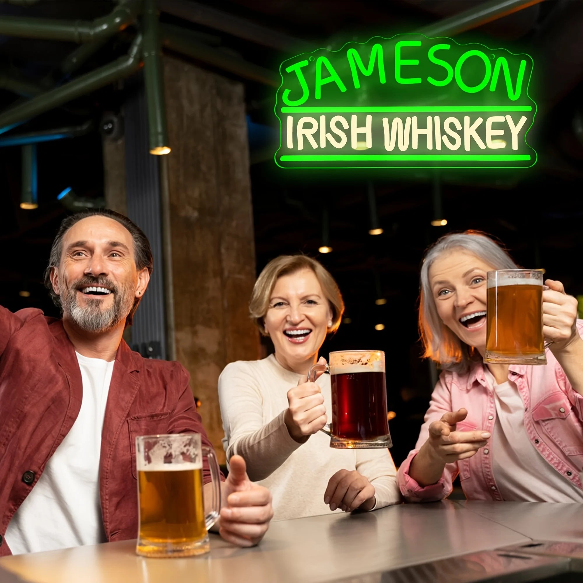 Letrero de neón del logotipo de la marca de whisky irlandés Jameson, luz de neón LED para el hogar, bar, pub, cueva de hombre, decoración de pared, regalo para amantes del whisky