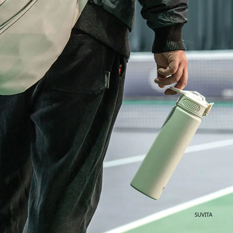Botella de agua termo TYESO de 600 ml/750 ml con pajita, taza térmica deportiva de acero inoxidable para coche, mantiene el frío y el calor, taza de viaje térmica