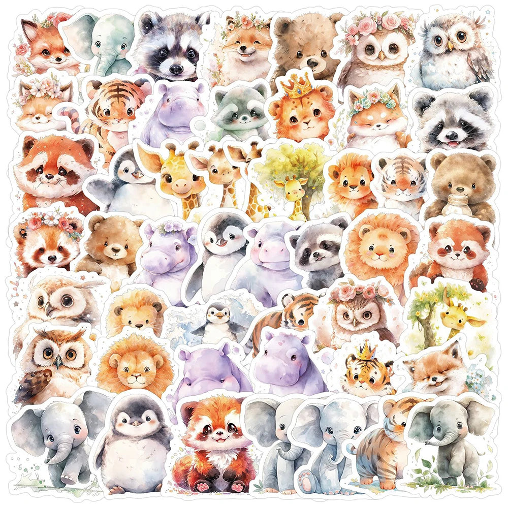 10/30/50pcs Pegatinas Kawaii de Graffiti de Animales de Dibujos Animados Bonitas Calcomanías Juguetes para Niños Funda de Teléfono Laptop Teléfono Maleta Pegatina de Papelería
