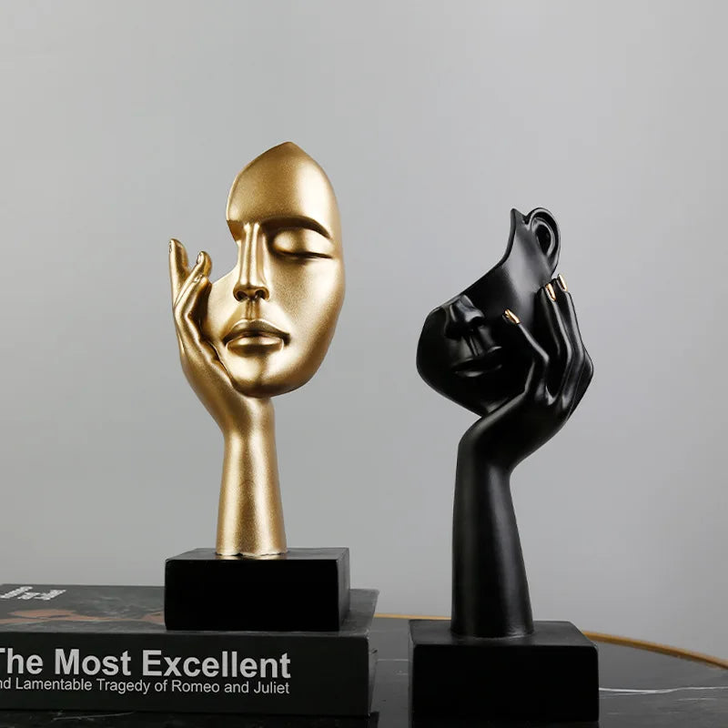 Escultura de cara abstracta de 27 cm, de resina, pensador, figuras para escritorio, oficina, sala de estar, mesa, colección, decoración de figuritas.