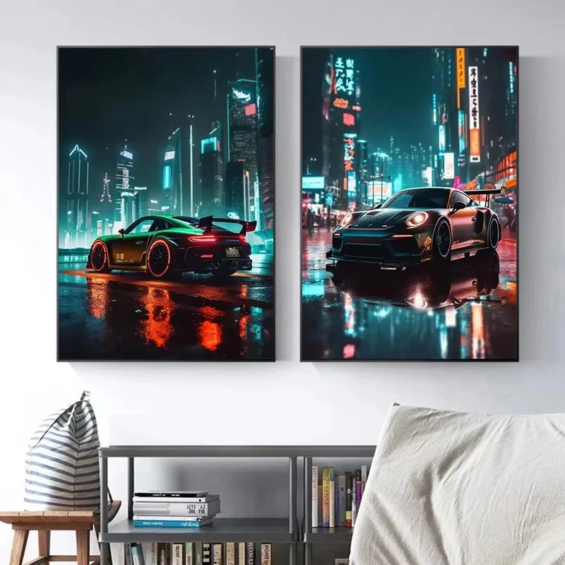Trending Cars Porsche 911 GT3 RS Retro Cartel de Ciudad y Grabados Lienzo Pintura Arte de Pared Imágenes para el Hogar Sala de Estar Cuadros