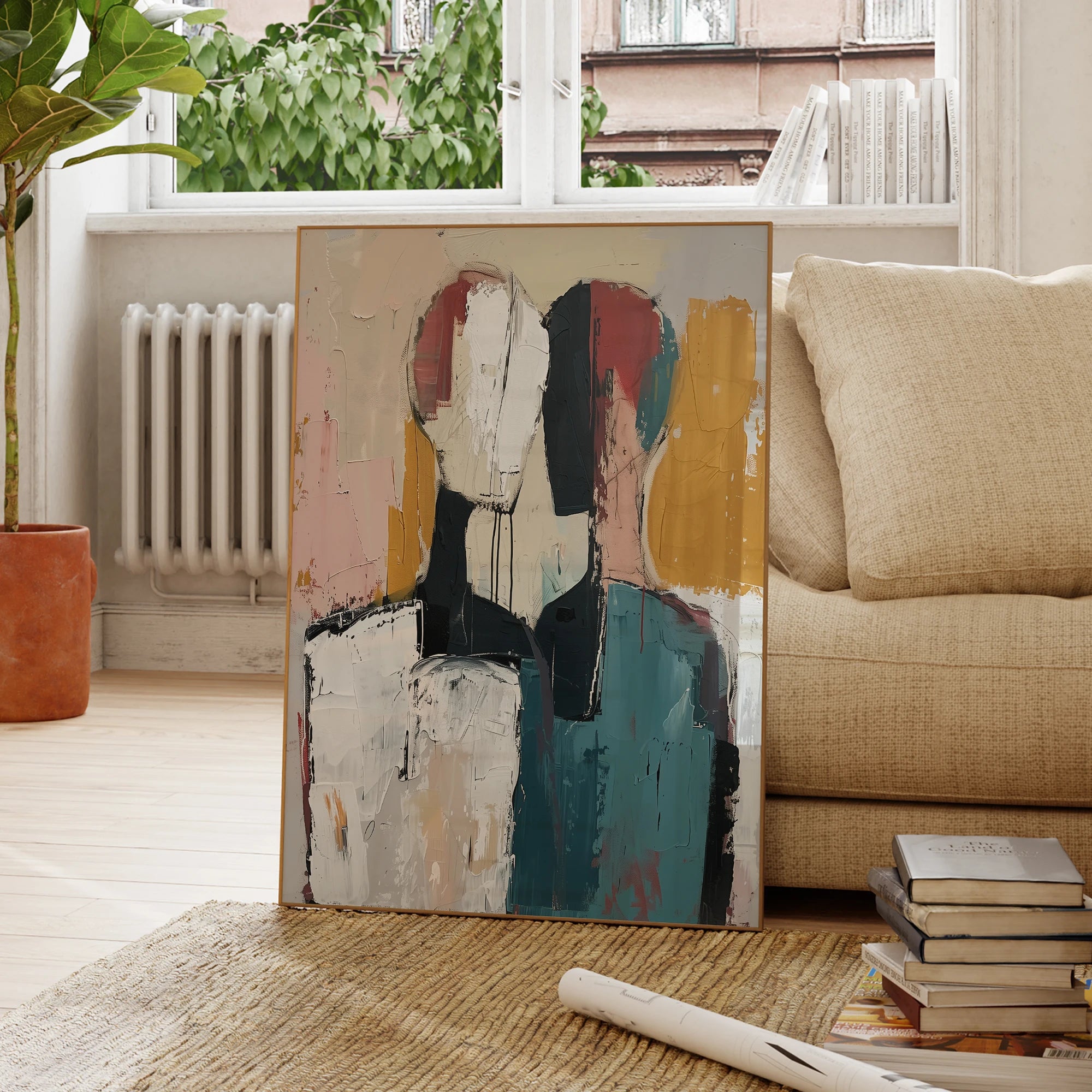 Pintura de arte abstracto moderno "Almas entrelazadas" Lienzo Póster Cuadro para sala de estar dormitorio arte de pared decoración del hogar