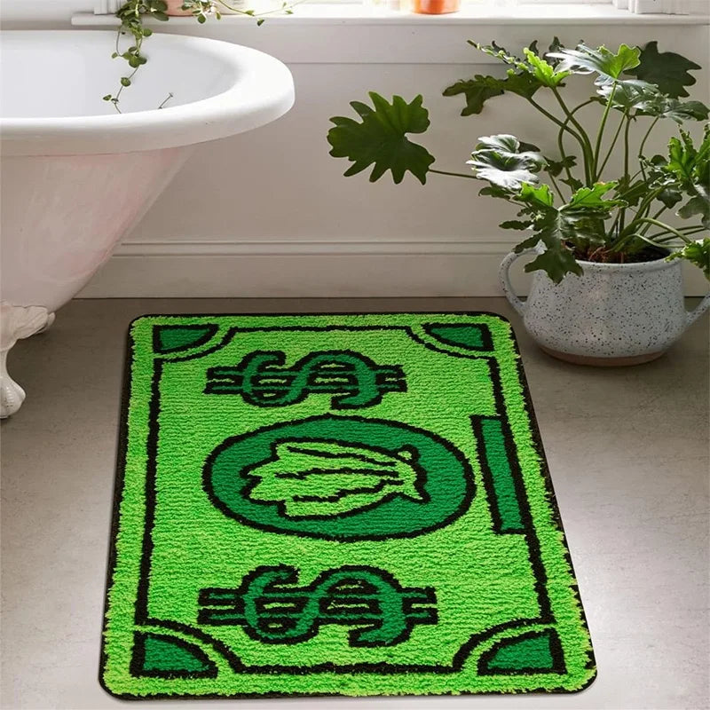 Alfombrilla de baño VIKAMA de imitación cachemir con diseño de dólar, antideslizante, plegable, para dormitorio, decoración del hogar