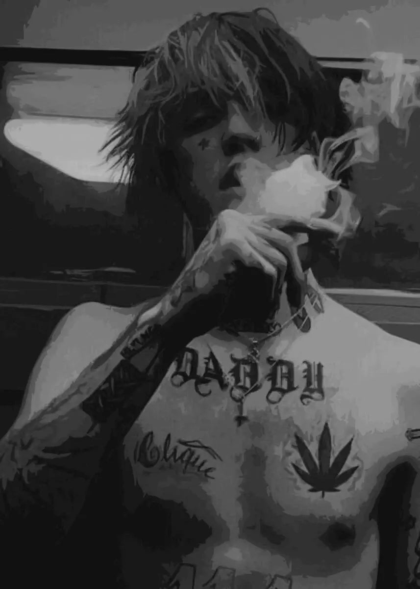 Lil Peep Retro Poster - Vintage Black & White Canvas Wall Art for Hip Hop Fans, Room Decor Aesthetic