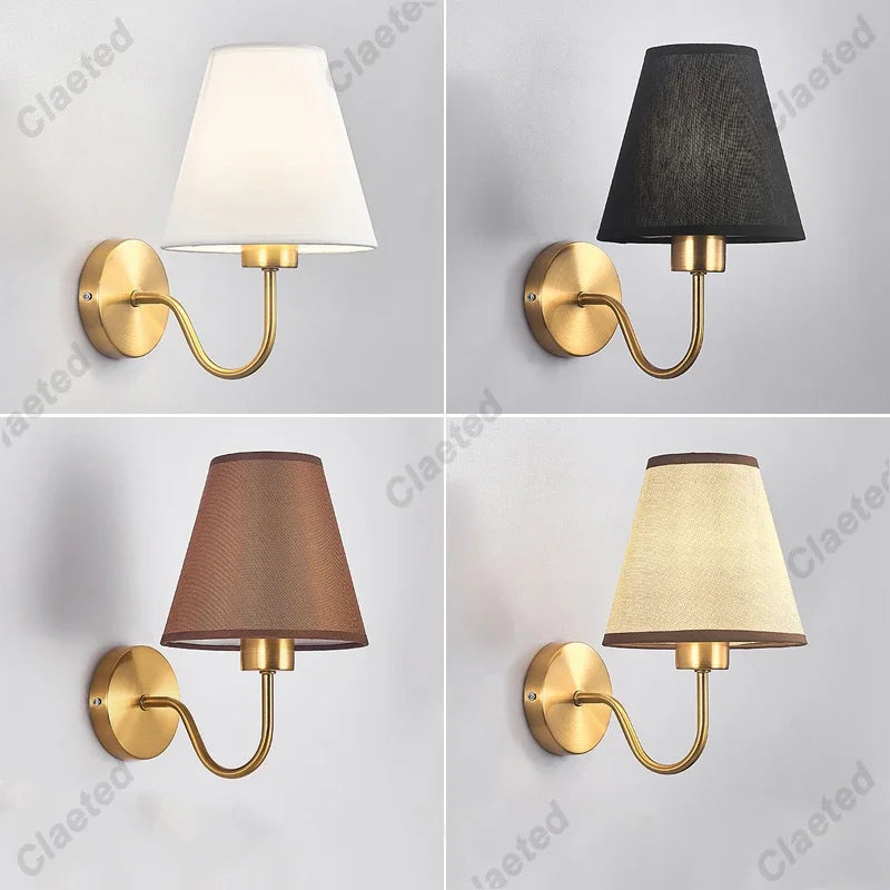 Applique murale 110V/220V avec ampoule LED E27 Abat-jour en tissu Appliques murales pour hôtel Chambre à coucher Chevet Salon Escalier Décoration d'intérieur