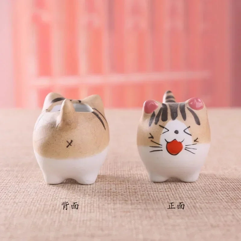 Pot de fleurs en céramique mignon chat, pots de plantes succulentes, vase, pots d'animaux de dessin animé de simulation, jardinières pour plantes d'intérieur, décoration de la maison