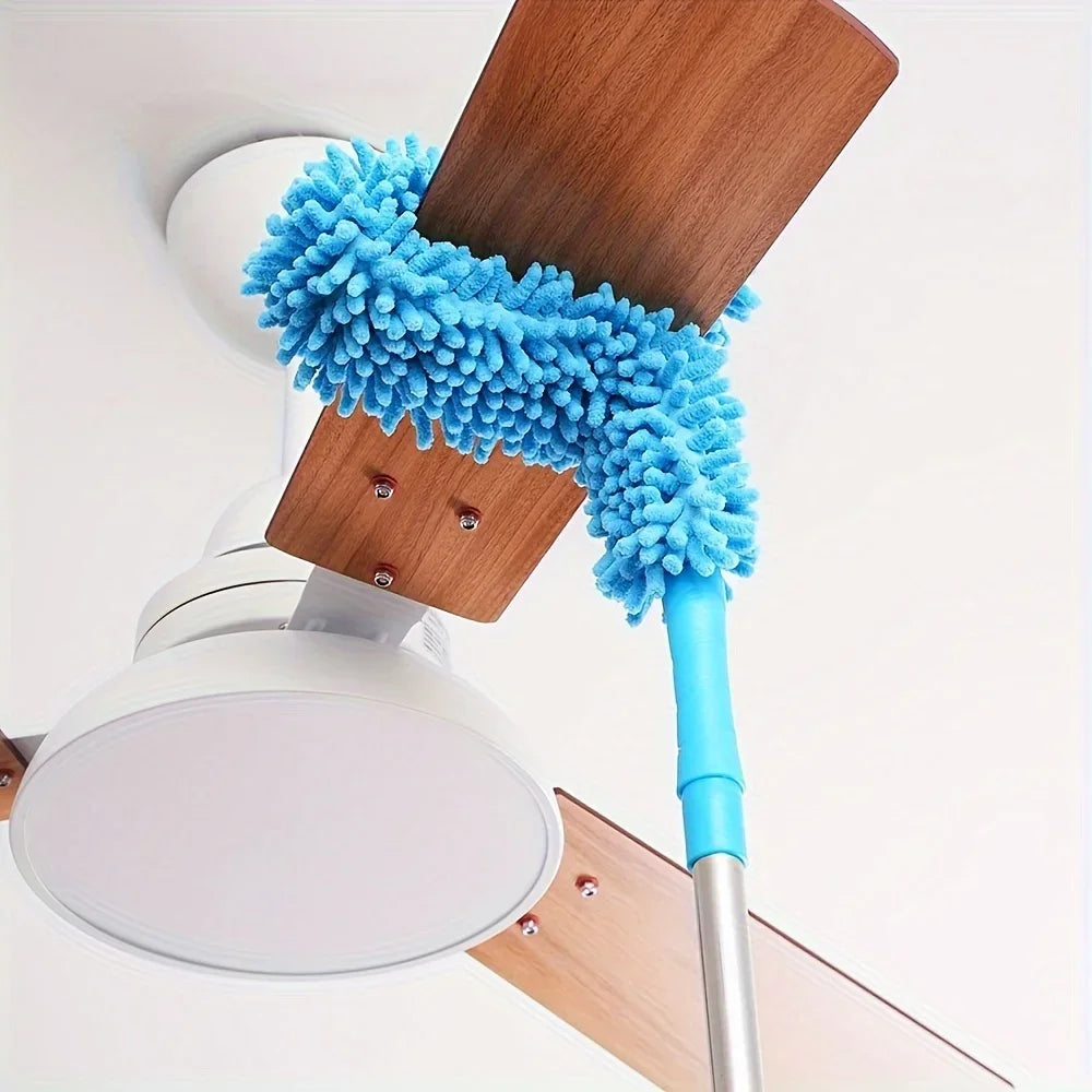 1 limpiador de ventilador de techo con poste de extensión, cepillo para quitar el polvo, limpiador de ventilador de techo para techos altos, ventiladores, muebles
