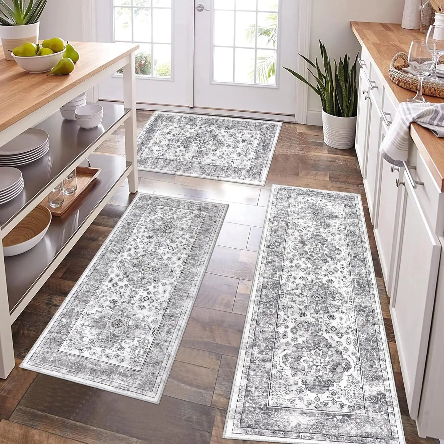 Alfombra bohemia de decoración para el hogar VIKAMA, alfombra de suelo larga antideslizante y antisuciedad para cocina, alfombra de suelo para pasillo y recibidor