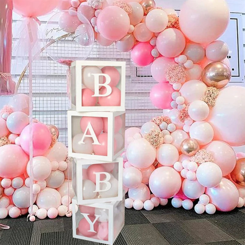 Boîtes de Ballons d'Anniversaire Pour Décorations de Fête 1er Anniversaire Joyeux Anniversaire Blocs de Ballons Décoration avec Lettre ONE Garçon Fille Décoration de Baby Shower