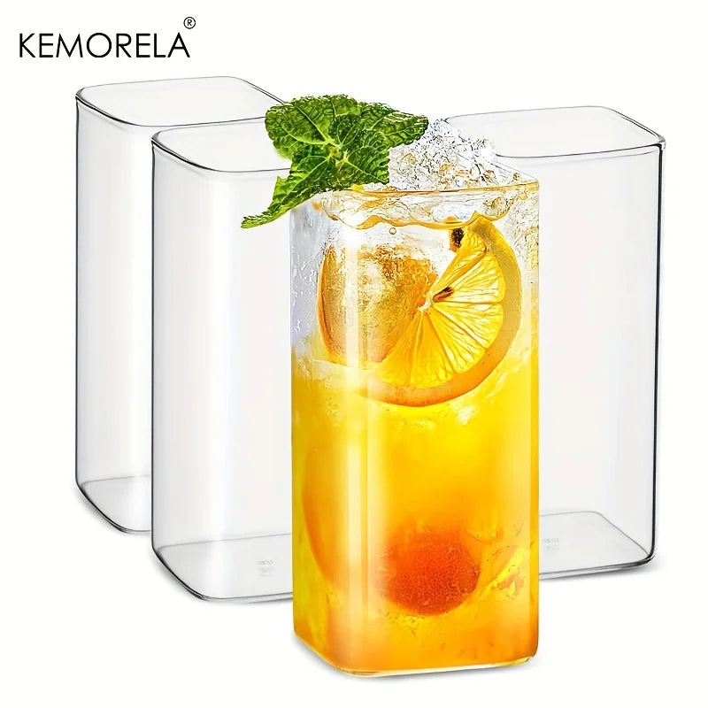 Lot de 4 verres à boire de 440 ml/550 ml, verres à highball fins, grands verres transparents pour eau, jus, bière, boissons et cocktails.