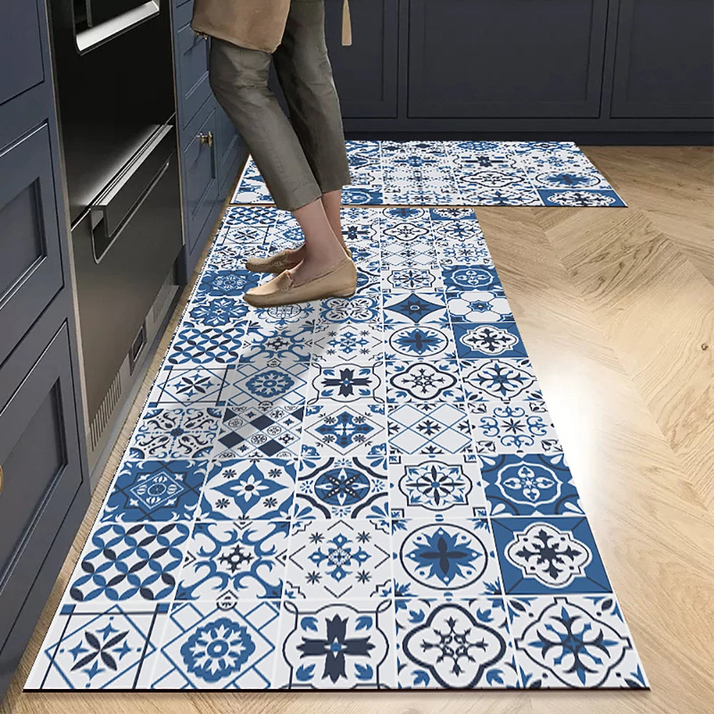 VIKAMA 1/2PCS Alfombra de cocina resistente al aceite, alfombra de baño absorbente de secado rápido, felpudo antideslizante para decoración del hogar