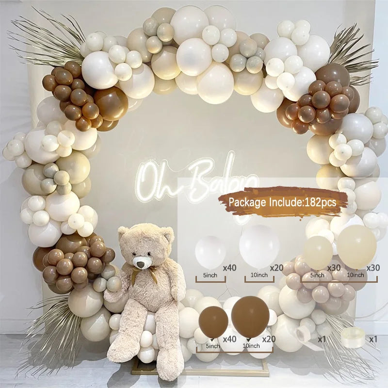 Kit de arco de guirnalda de globos blancos arena para decoración de fiesta de cumpleaños, baby shower, globos de látex para fiesta de boda y cumpleaños
