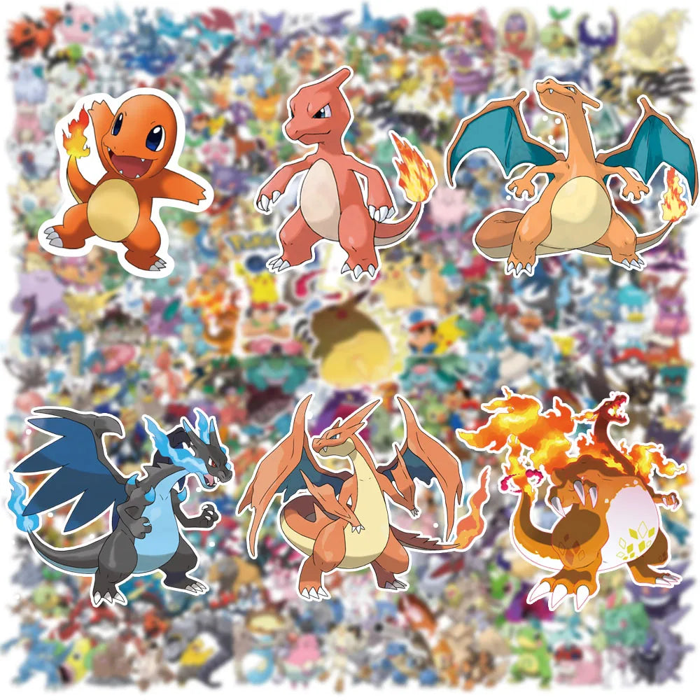 300 pegatinas de Pokémon, diseño de Pikachu, Charizard, para álbum, Pokédex, DIY, portátil, coche, equipaje, Kawaii, impermeable, Anime, juguete