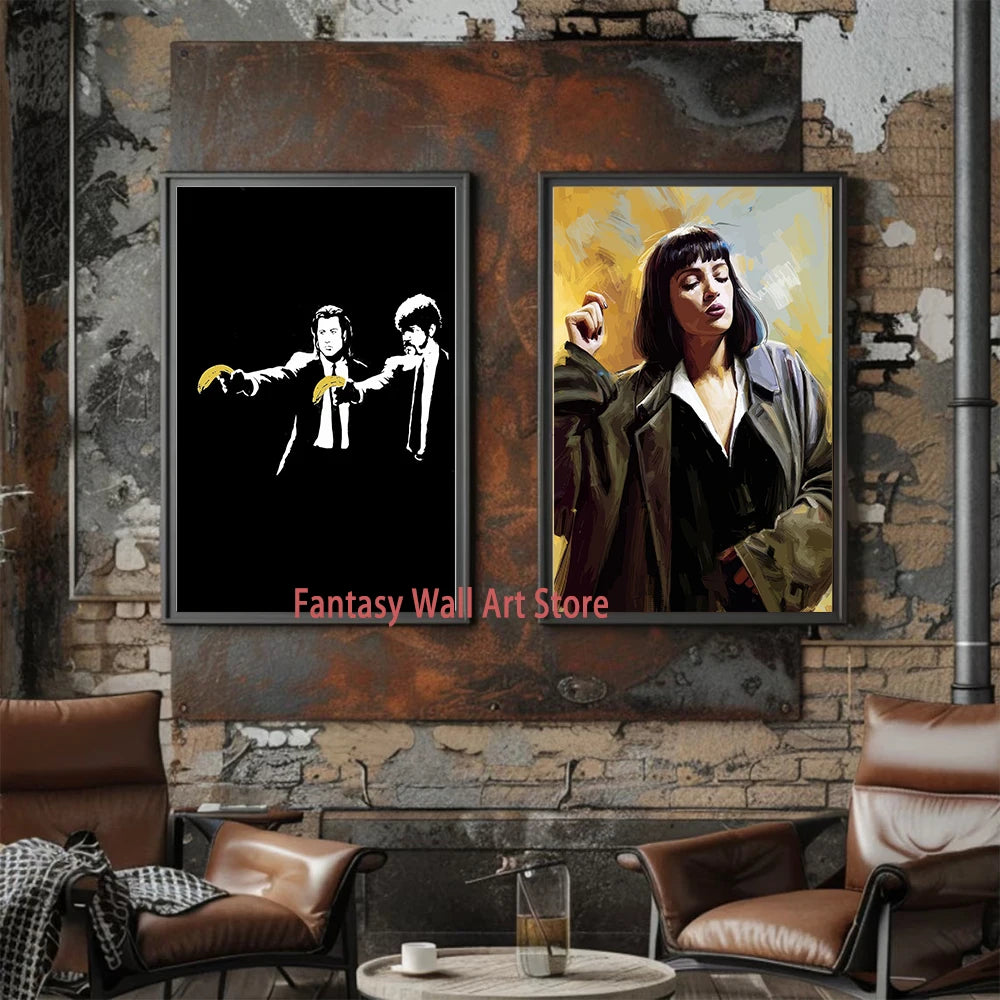 Nuevo póster de Pulp Fiction, decoración de pared clásica de películas de humor, decoración de arte de pared para fanáticos de Pulp Fiction, decoración de bar, hogar, lienzo, impresiones de póster.