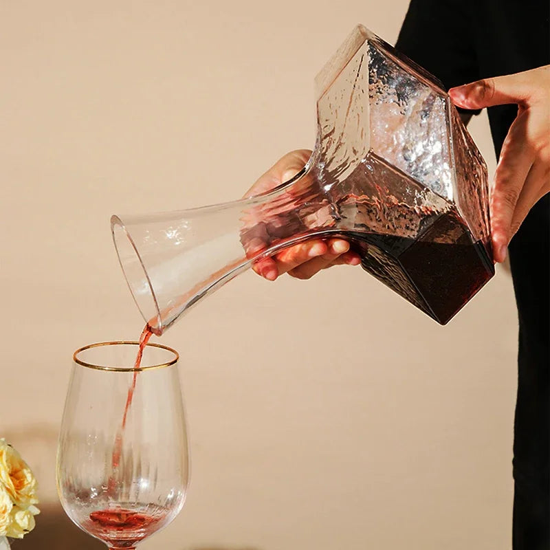 Decantador de vino irregular Creatividad Decantador dispensador de 1450 ml Decantador de vidrio de cristal Aireador de vino Jarra de espejo Regalo Bar Decoración Cristalería artística