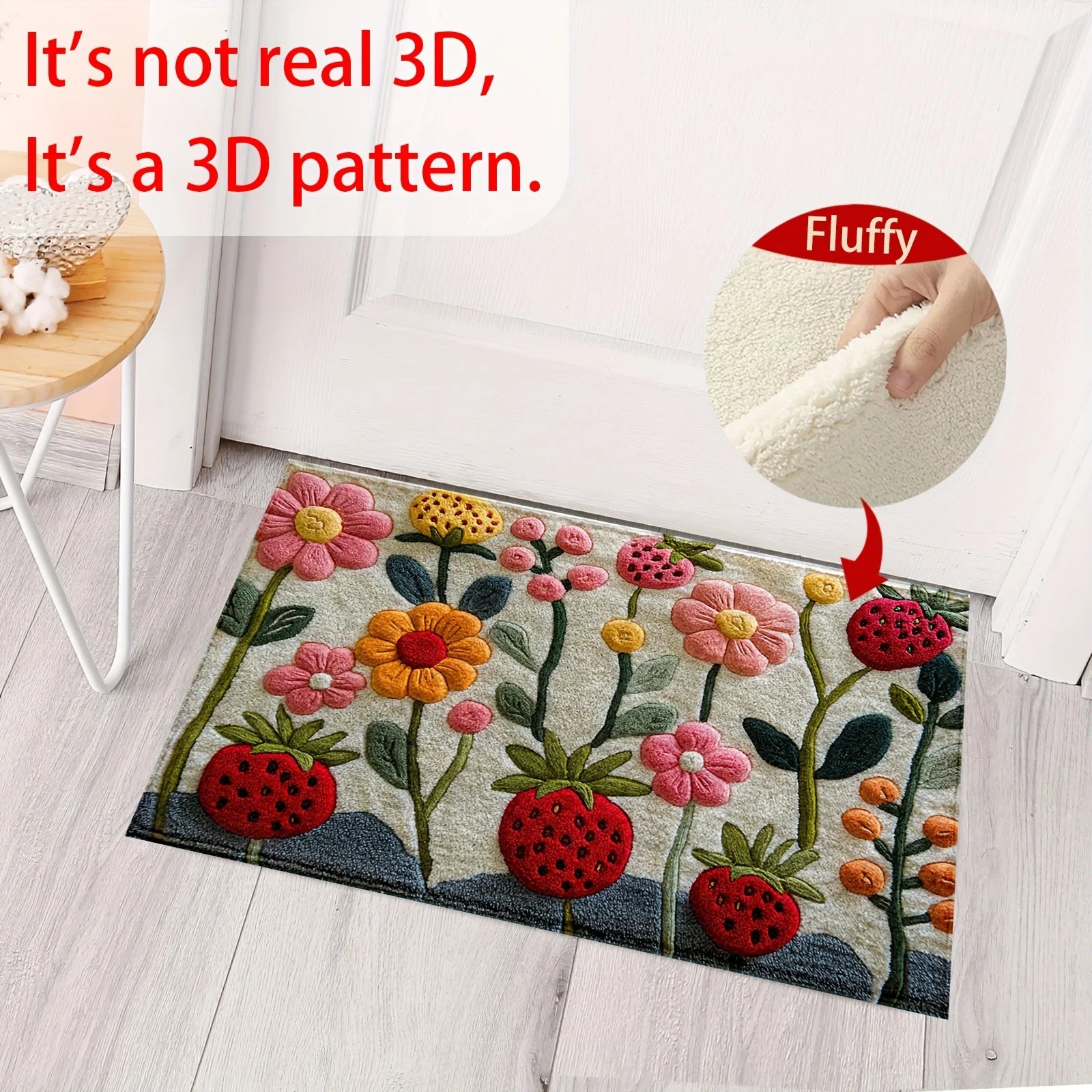 VIKAMA2D Tapis de porte de jardin à fleurs pour chambre à coucher, salon, tapis de cheminée, tapis de sol de cuisine, tapis de salle de bain antidérapant, décoration d'intérieur