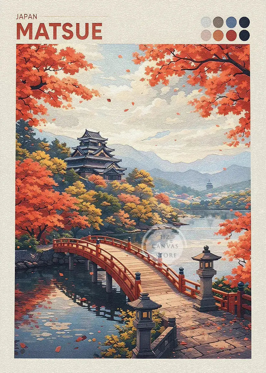 Japan Cityscape Poster Tokyo Shizuoka Cherry Blossoms Mt.Fuji Autumn Torii Gate Okayama Castle Canvas Print Living Room Decor