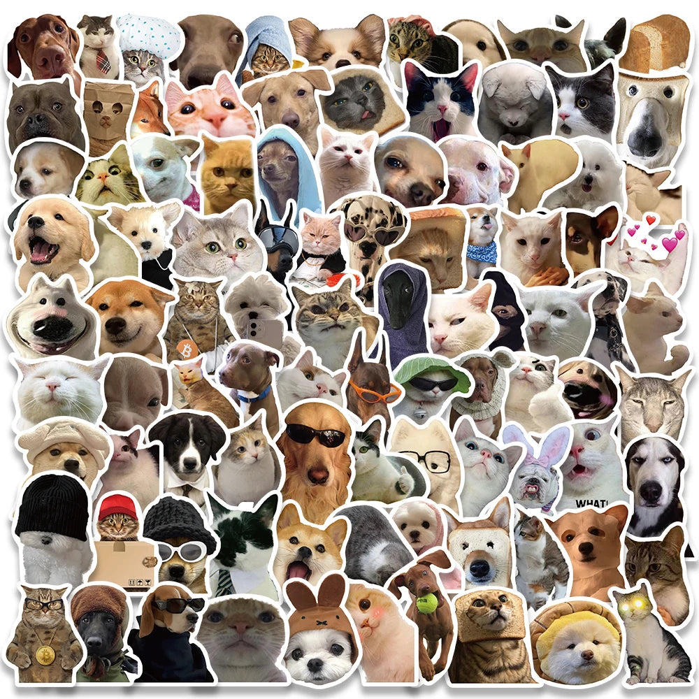 10/30/50/100pcs Cute Dog Cat MEME Funny Animals Stickers Kawaii Cartoon Decals Skateboard Notebook Luggage Phone Car Sticker Toy