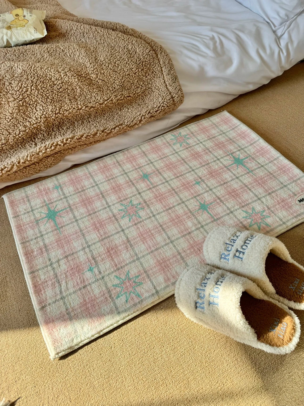 VIKAMA Tapis Étoile Vent Agréable Insulé Frais Tapis de Porte d'Entrée Paillasson Chambre d'Adolescent Couverture de Chevet Décoration Intérieure