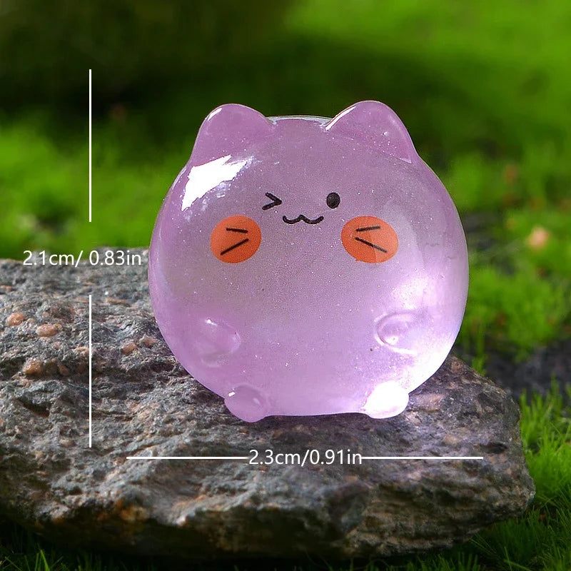 5-50pcs Mini Ornement Lumineux Chat de Dessin Animé Artisanat Figurines Miniatures Micro Paysage Accessoires de Décoration Maison Cadeaux