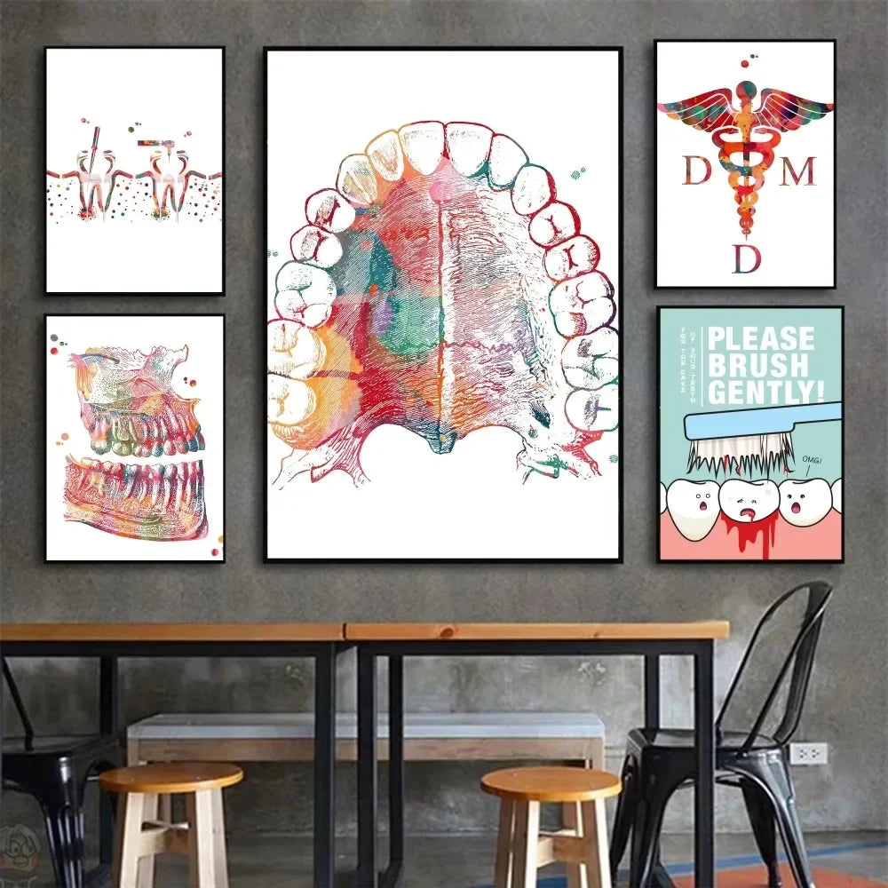 Anatomie Dents Humaines Affiches d'Art Rangée de Dents Illustration Affiche HD Posters Maison Chambre Bar Café Décoration Murale Peinture Photo