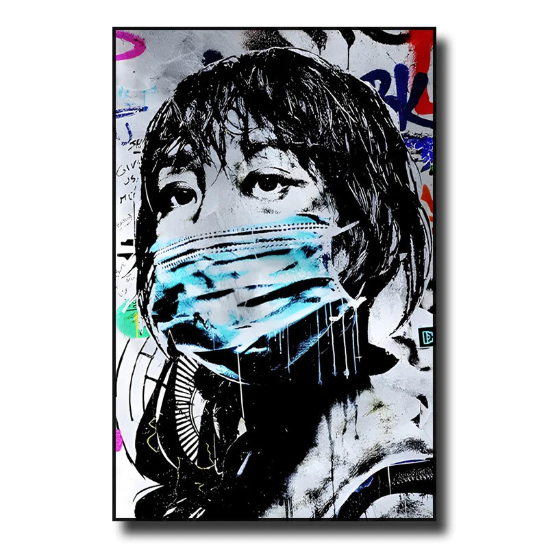 Banksy Street Graffiti Decorative Canvas Painting Girl with Balloon Art Poster Abstract Figure Mural Room Wall Decoration Prints