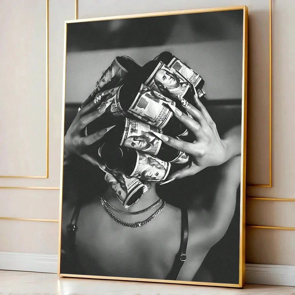 Toile de fond murale de mode, impression de poster, art simple en noir et blanc, peinture tendance, convient pour dortoir, décoration d'intérieur moderne