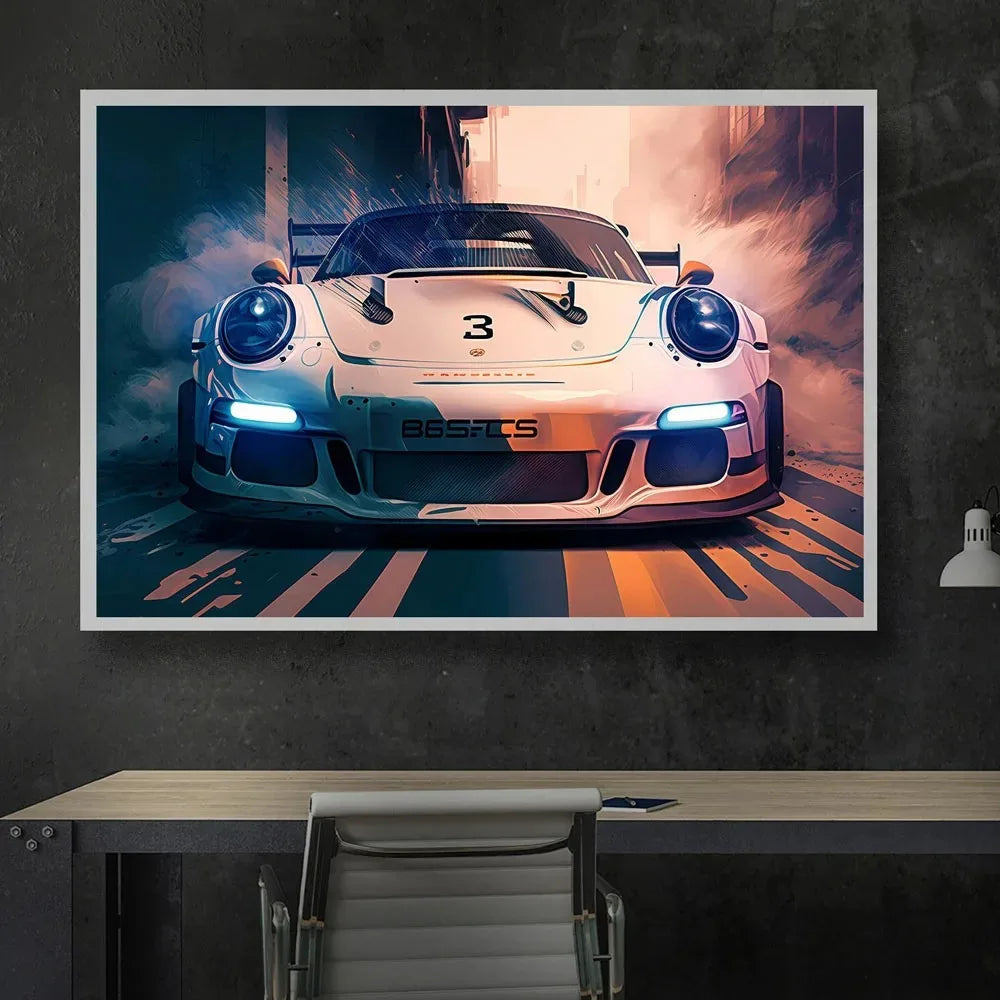 Póster de superdeportivo 911 GT3 RS, generación de coches, lienzo impreso, pintura, decoración del hogar, arte de pared, regalo para amantes de los coches, sin marco